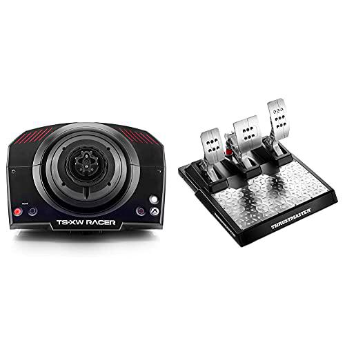 ThrustMaster TS-XW Servo Base, Base de Volante de Carreras Force Feedback + T-LCM Pedals — Pedales profesionales magnéticos y con “Load Cell” metálicos y ajustables para PC