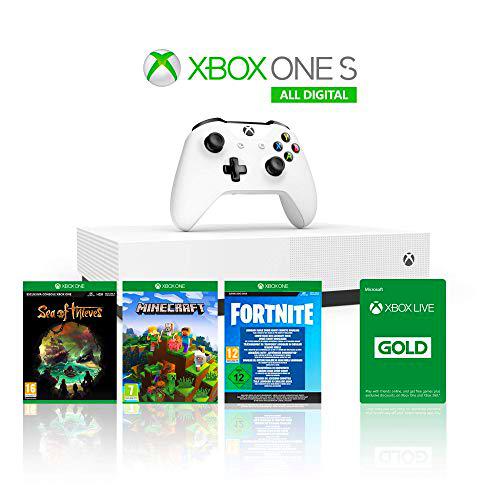 Xbox One S 1TB All Digital Edition Console + 1 Mese Xbox Live Gold + 3 Digital Games Inclusi (Sea of Thieves