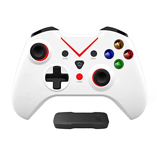 Tigerlily Enterprises White with Red Light 2.4GHz Wireless Game Controller Gamepad Joystick With Dual Motor Vibration &amp; Backlit Keys for Xbox One Series S/X