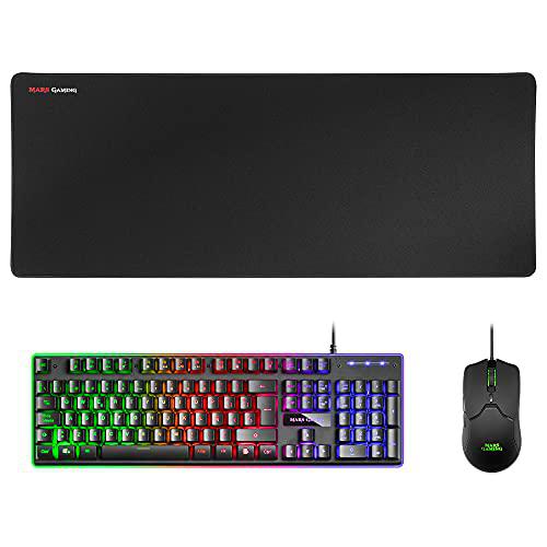 Mars Gaming MCPXBES, Combo H-Mech FRGB Tastatur, Ultralight Maus 10000DPI &amp; XXL Mousepad