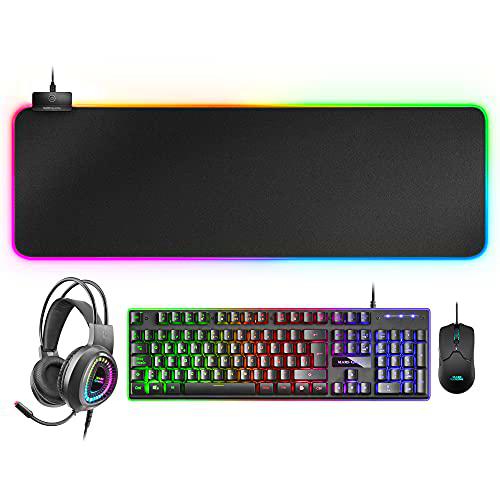 Mars Gaming MCPEXES, Combo H-Mech Tastatur, Maus, RGB Headset &amp; XXL RGB Mousepad