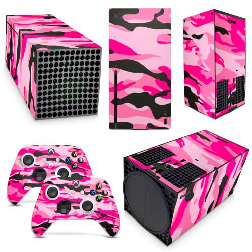 GNG - Pegatina de camuflaje rosa compatible con Xbox Series X Console Sticker Vinal + juego de 2 controladores