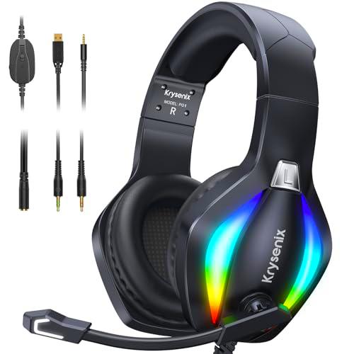 Krysenix PG1 - Auriculares RGB para juegos para PS4/PC/Xbox/Nintendo Switch