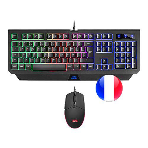 MARSGAMING Mars Gaming MCP100FR, Combo Gaming RGB Teclado H-Mech y Ratón 3200DPI, Francés