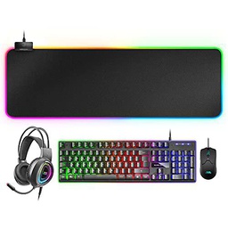 Mars Gaming MCPEXPT, Combo Teclado H-Mech, Ratón, Auriculares RGB y Alfombrilla RGB XXL