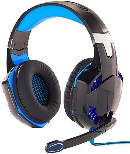 Mod-it PS4 Auriculares: Auriculares para Juegos iluminados con Control Remoto con Cable e Interruptor de micrófono (Ordenador Personal Auriculares