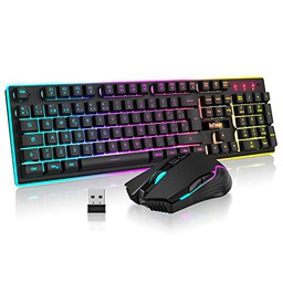 RedThunder K10 Teclado Gaming Mecánico lnalámbrico,Retroiluminación LED,Batería Recargable de 3800 mAh