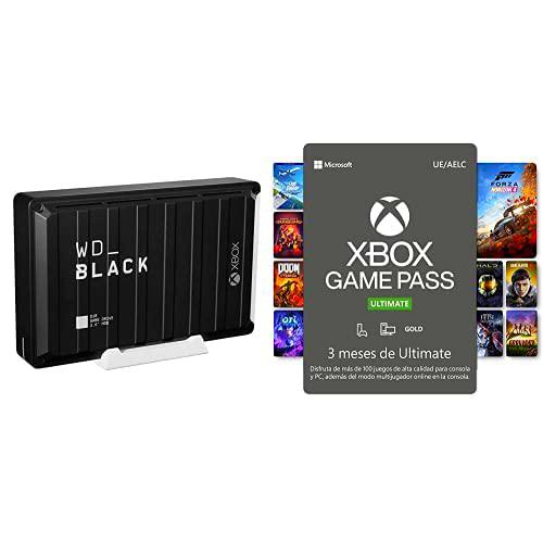 WD_BLACK D10 Game Drive para Xbox de 12 TB + Suscripción Xbox Game Pass Ultimate